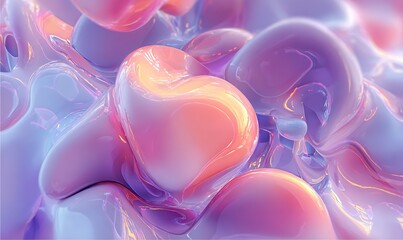 Abstract pink heart background with glowing light smoke and colorful plasma waves creates a bright motion pattern of swirling curves on a black fractal energy wallpaper design