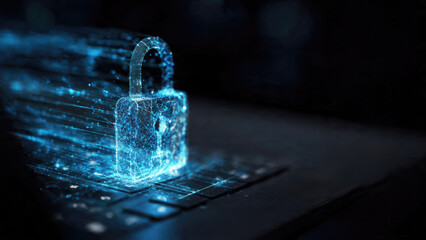 Cyber Security Lock on Laptop