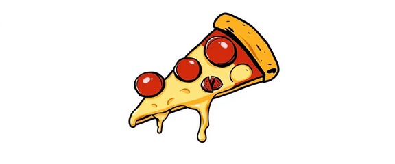 Classic pizza slice emblem with melted cheese and pepperoni,  cheese,  pizza