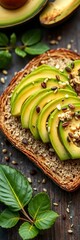 Avocado and seeds on whole grain toast, a satisfying and low gi breakfast option,  smart carbs,  low gi