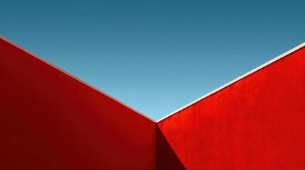 赤い壁と青い空の交わる場所
