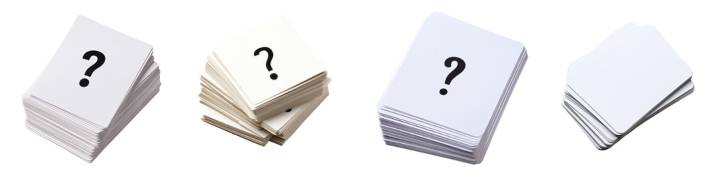 Flashcards &ndash; Cards used for studying, with a question or concept on one side and the answer or explanation on the other. Isolated on Clear White Background Highly Detailed