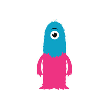 Blue Oneeyed Monster Cartoon Character.