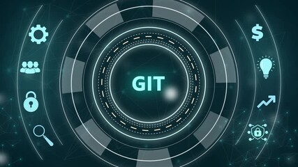 Git version control system concept with icons and digital with gears background technology software - Powered by Adobe