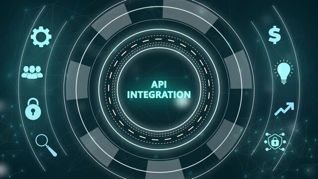 API Integration Cyber Security Concept with Icons api integration connection