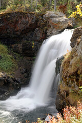 View of water flowing over Moose Falls, Yellowstone National Park, Wyoming  USA

