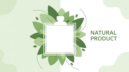 Natural Product Display Square Frame with Green Leaves for Social Media Marketing and Digital Ads