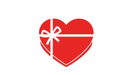 Red Heart Shaped Gift Box with Ribbon.