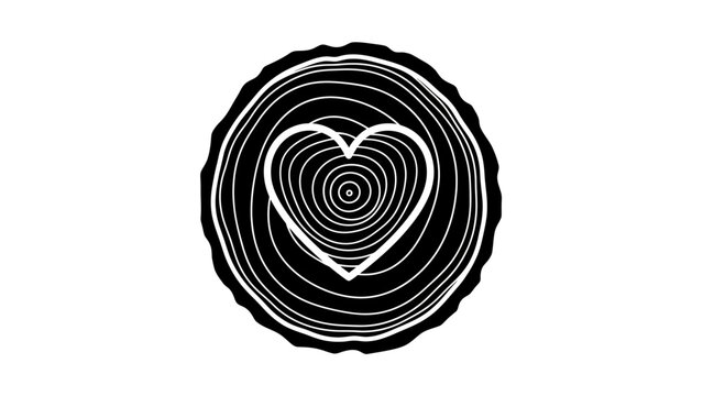 Black and White Heart Shaped Tree Ring.