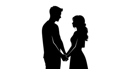 Couple Holding Hands in Silhouette.