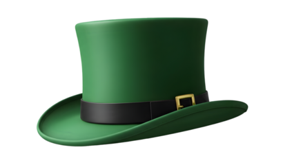 St patrick's day green top hat isolated on transparent background