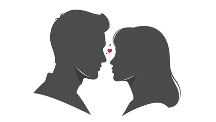 Man and Woman Silhouette with Heart.
