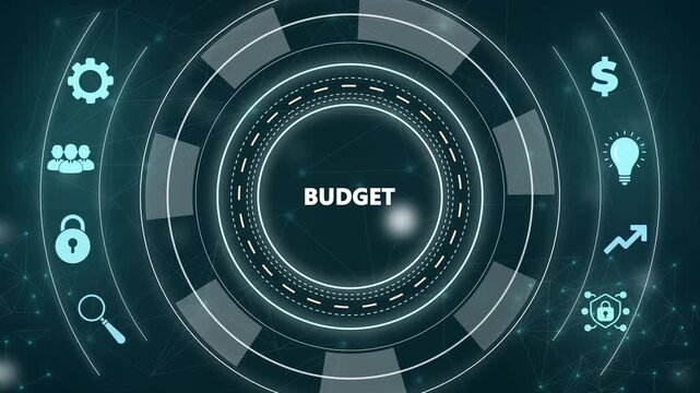 Budget planning business finance concept on virtual screen interface. Business, technology, internet and networking concept.