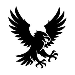 Obraz premium Majestic Eagle Silhouette Icon in Flight, Symbol of Freedom and Power