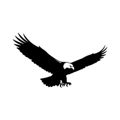 Bald Eagle Silhouette Flying Majestic Wildlife Bird Of Prey Freedom Icon
