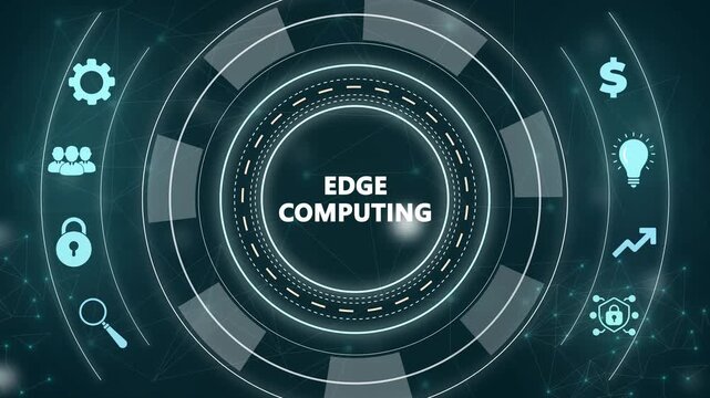 Edge computing modern IT technology on virtual screen. Business, technology, internet and networking concept.