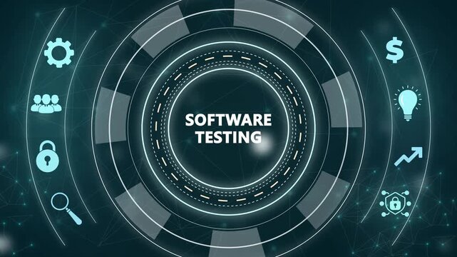 Inscription SOFTWARE TESTING on the virtual display. Business, modern technology, internet and networking concept.