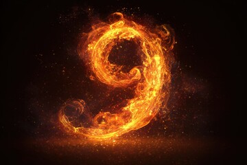 Bright flame forms the number nine in a dark space during a creative art display at a local event