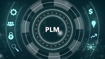 PLM Product lifecycle management system technology concept. Technology, Internet and network concept.