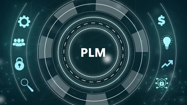PLM Product lifecycle management system technology concept. Technology, Internet and network concept.