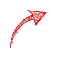 Curved red arrow upward pointing symbol graphics concept.