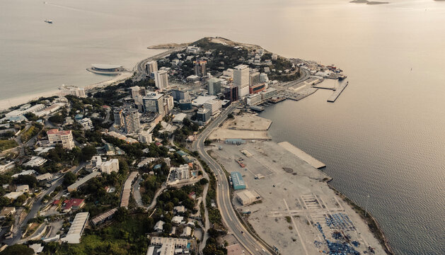 Arial view of Downtown, Port Moresby