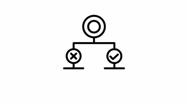 Decision Tree Icon Animation Drawing Effect 4K Transparent Background
