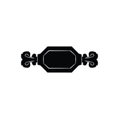 Ornate black crest emblem decorative badge centerpiece.