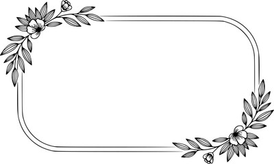 Fototapeta premium Vintage Black and White Floral Frame Vector Illustration