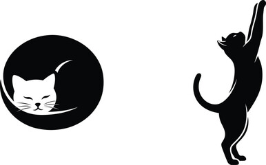 black and white cat silhouettes on white background © Saidurra12