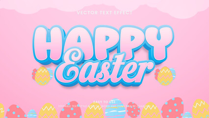 happy easter editable text effect 3d vector