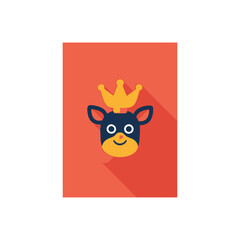 Crowned Cow Character Portrait On Red Background.