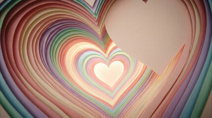 Vibrant layered heart design with gradient colors creating a mesmerizing optical illusion