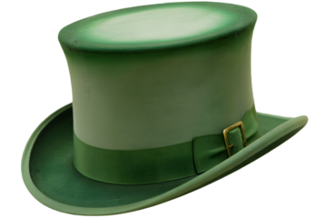 St patrick's day green top hat isolated on transparent background