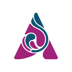 Stylized Abstract Triangle Logo with flowing Swirls.
