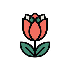 Vibrant Tulip Flower Illustration Isolated On White.