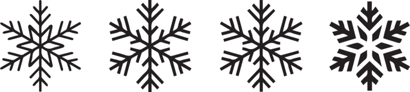 snowflake black icon collection variations