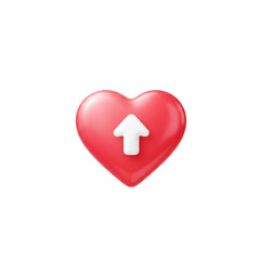 Red heart with white up arrow isolated on transparent background