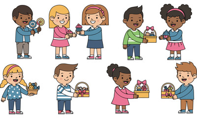 Fototapeta premium Children celebrating easter with baskets