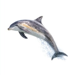 Obraz premium Majestic Dolphin Leaping Gracefully Through Water Creating Splashes and Highlights in a Bright Aquatic Environment