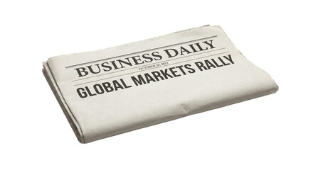 Business daily highlights global markets rally isolated on transparent background