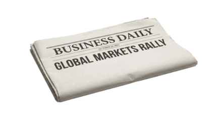 Business daily highlights global markets rally isolated on transparent background
