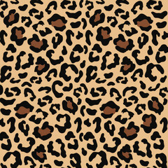 Vibrant leopard print pattern with black and brown spots on tan background