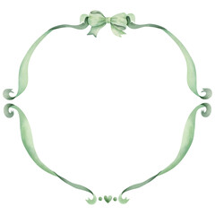 Hand-painted watercolor ribbon frame illustration.
