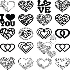Laser Cut Heart Ornaments eps Bundle: Floral Papercut Template 
Set of hearts for valentine's day | Love decor,Love eps,Love sign,dxf files for cnc, laser cut templates | Dxf, Svg, eps, Cdr, Eps Vecto