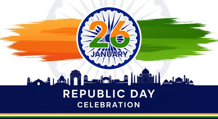 Naklejka premium Republic day celebration india 26 january