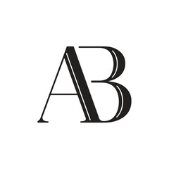 Clean and minimal AB lettermark logo design suitable for branding, corporate identity, startups, technology companies, and creative agencies. Simple geometric vector logo with modern typography.