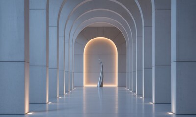 Fototapeta premium Modern archway hallway with minimalist art