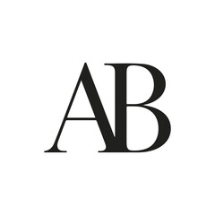 Clean and minimal AB lettermark logo design suitable for branding, corporate identity, startups, technology companies, and creative agencies. Simple geometric vector logo with modern typography.