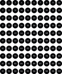 A grid of numbered circles arranged in a pattern on a white background viewed directly from above